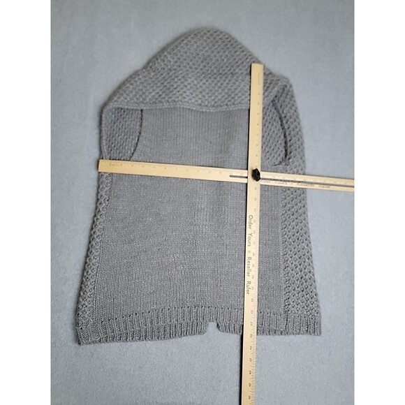 J Jill Open Vest Womens XS Gray Alpalca Chunky Knit Shawl Wrap Library Preppy - Picture 6 of 9